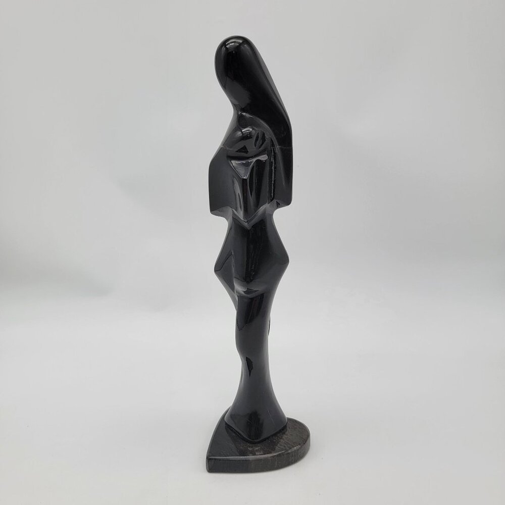 Abstract Black Stone Sculpture